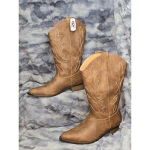 NWT IUV Womens Cowboy Boots Chestnut Embroidered Western CB071-DB Size 8
